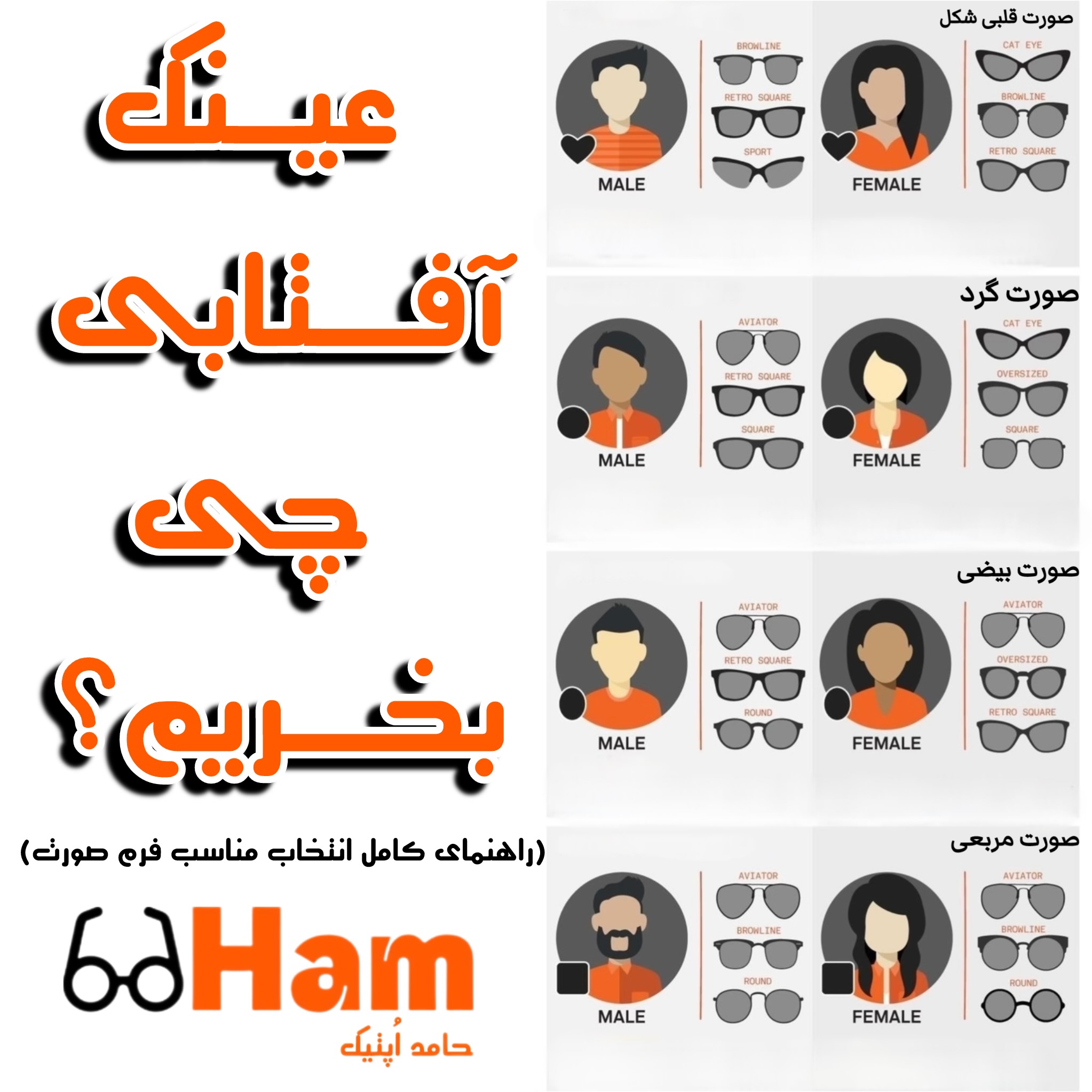 عینک آفتابی چی بخرم؟ راهنمای کامل انتخاب مناسب با فرم صورت